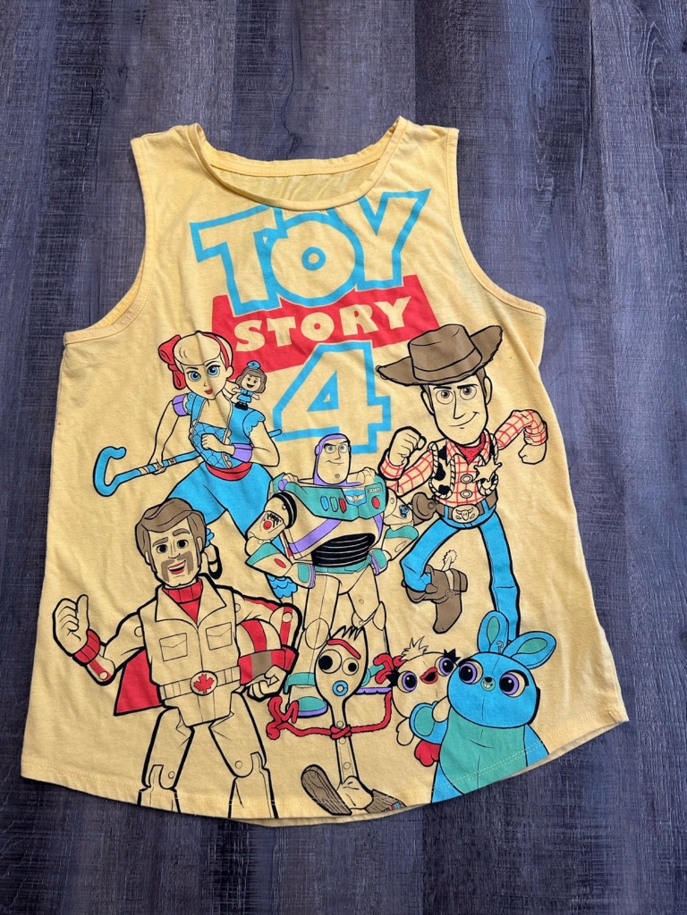 Disney Toy Story 4 Yellow Graphic Tank Top, Woody, Buzz Lightyear - Womens Large